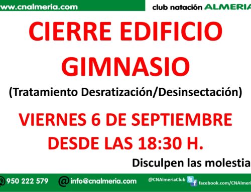 CIERRE EDIFICIO GIMNASIO VIERNES DESDE 18:30 H.